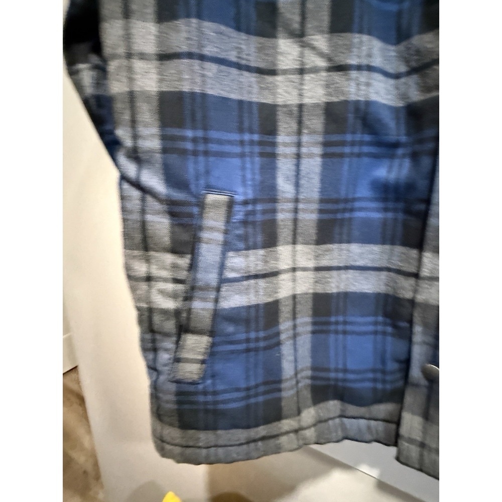 Carhartt Shirt Jacket Mens Lg Blue Plaid Sherpa Lined Flannel Snap Front 103821 - Picture 5 of 8